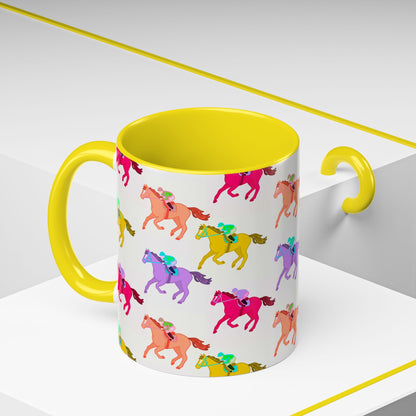 Kentucky Derby Racehorse Accent Coffee Mug | Race Day Gift | 11oz & 15oz