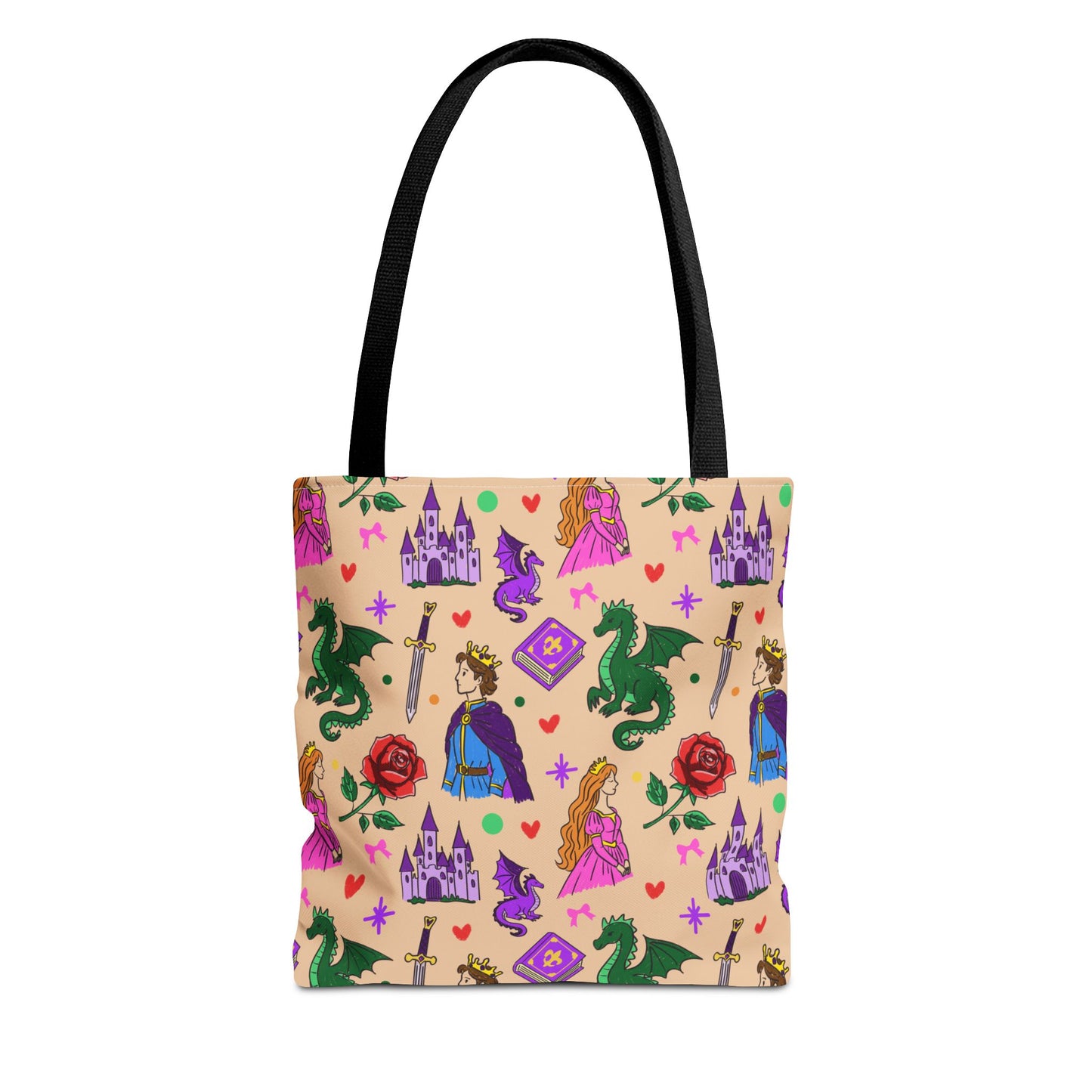 Fantasy Fairytale Tote Bag, Dragon Princess Book Lover Bag, Castle Bookish Gift, Fantasy Reader Tote, Dragon Book Tote