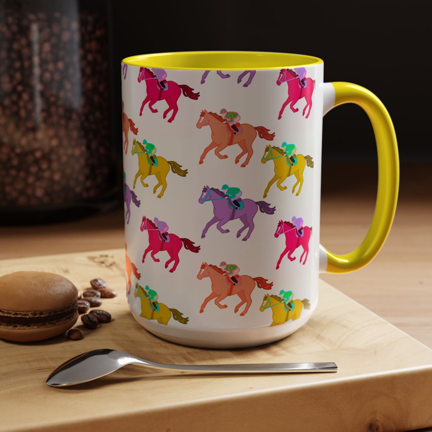 Kentucky Derby Racehorse Accent Coffee Mug | Race Day Gift | 11oz & 15oz