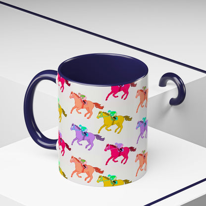 Kentucky Derby Racehorse Accent Coffee Mug | Race Day Gift | 11oz & 15oz