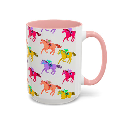 Kentucky Derby Racehorse Accent Coffee Mug | Race Day Gift | 11oz & 15oz