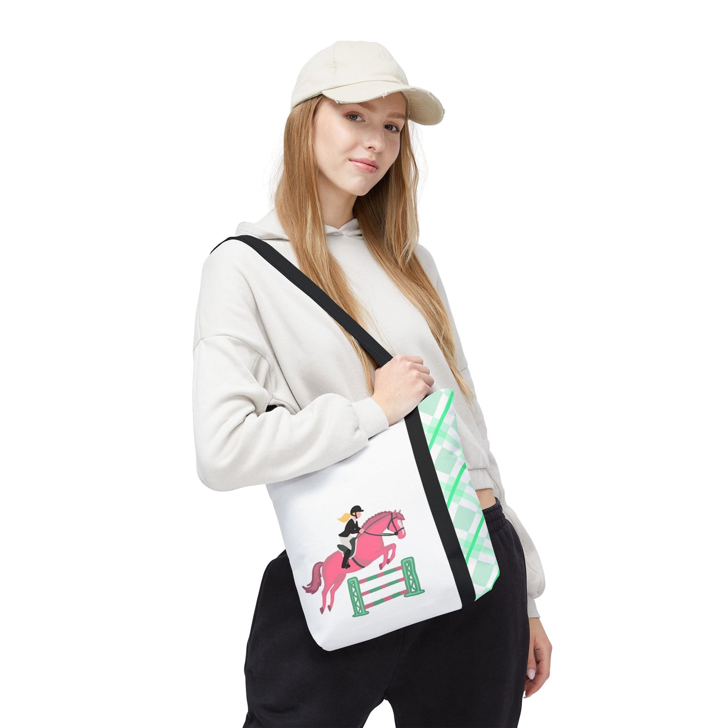Equestrian Show Jumper Horse Tote Bag - English Jumping Carryall