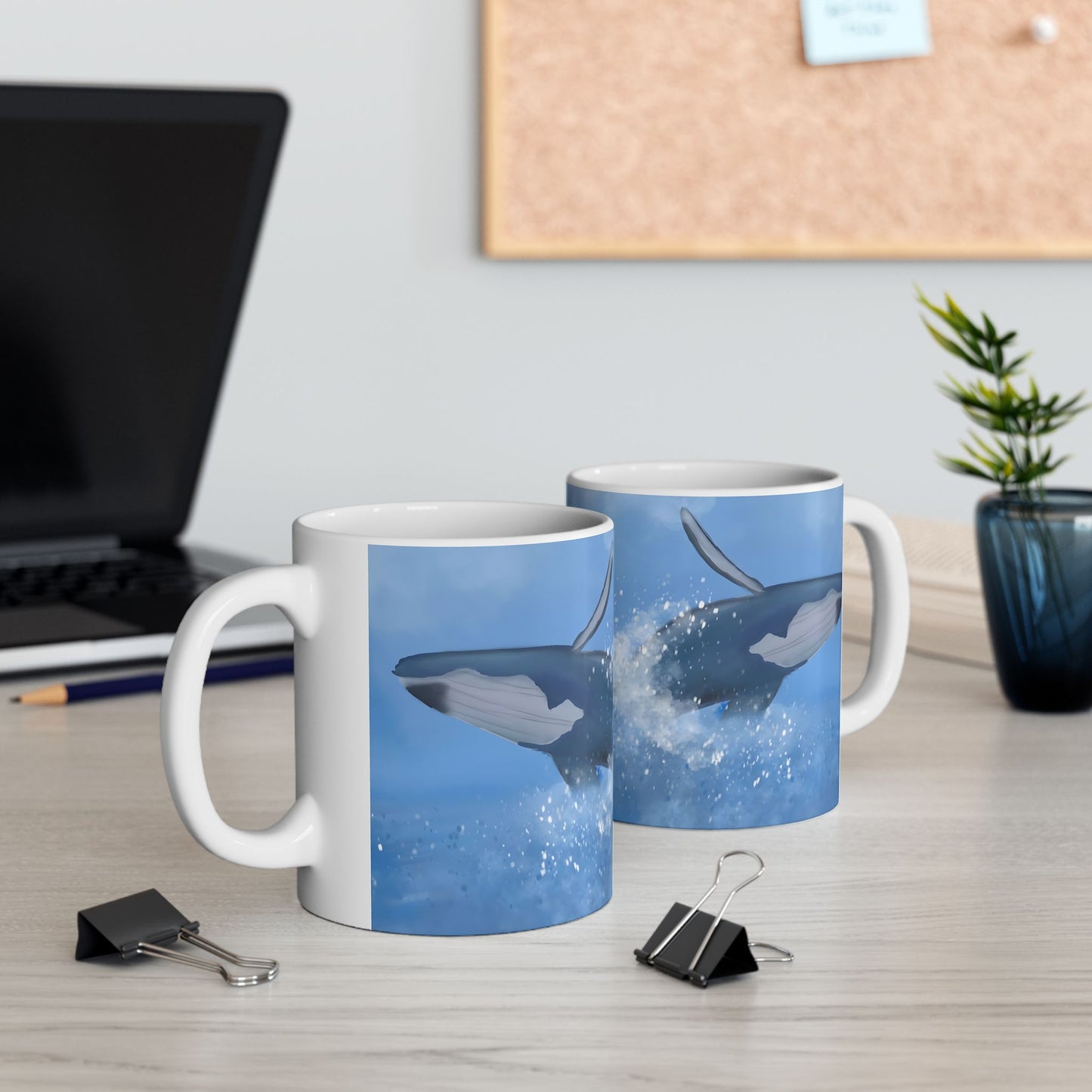 Humpback Whale Ceramic Mug For Whale Watching Coffee Cup With Frosted Ocean And Snowflake Artwork