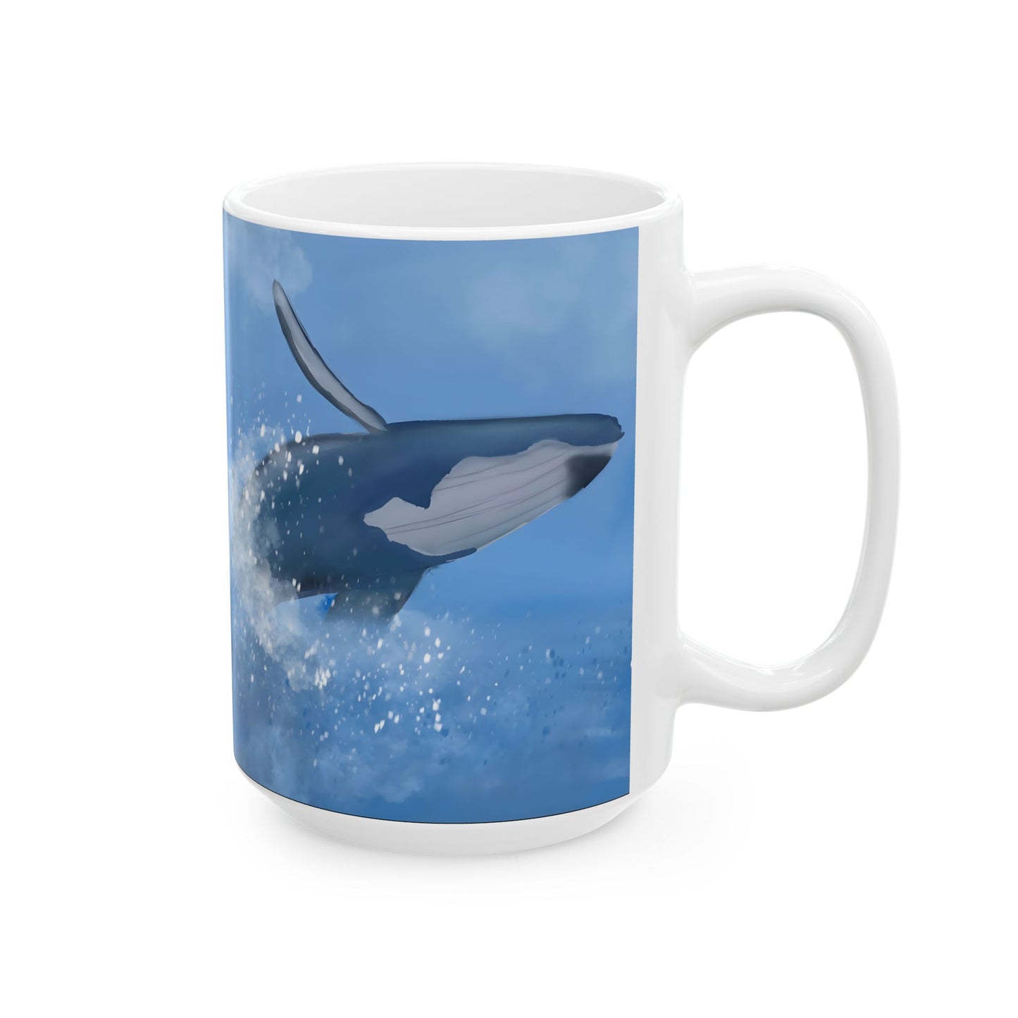 Humpback Whale Ceramic Mug For Whale Watching Coffee Cup With Frosted Ocean And Snowflake Artwork