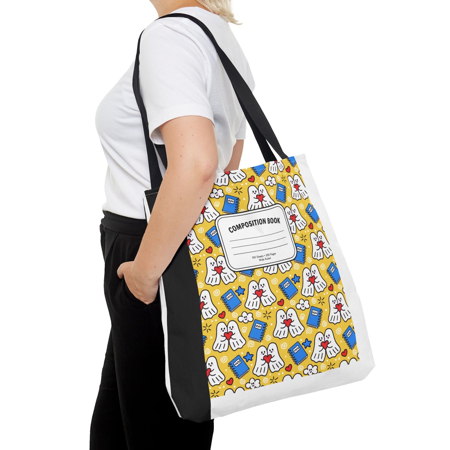 Kawaii Ghost Teacher Tote Bag | School Supplies Book Bag | 3 Sizes