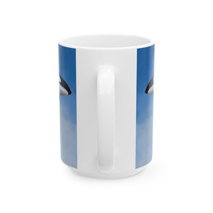 Orca Killer Whale Ceramic Mug Coffee Cup With Winter Blue Snowflake Design Dishwasher Safe Gift