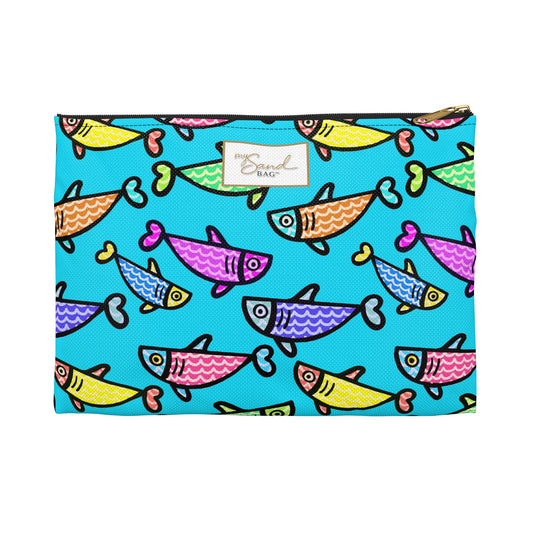 Hand Drawn Colorful Fish Accessory Pouch | Illustrated Essentials Pouch
