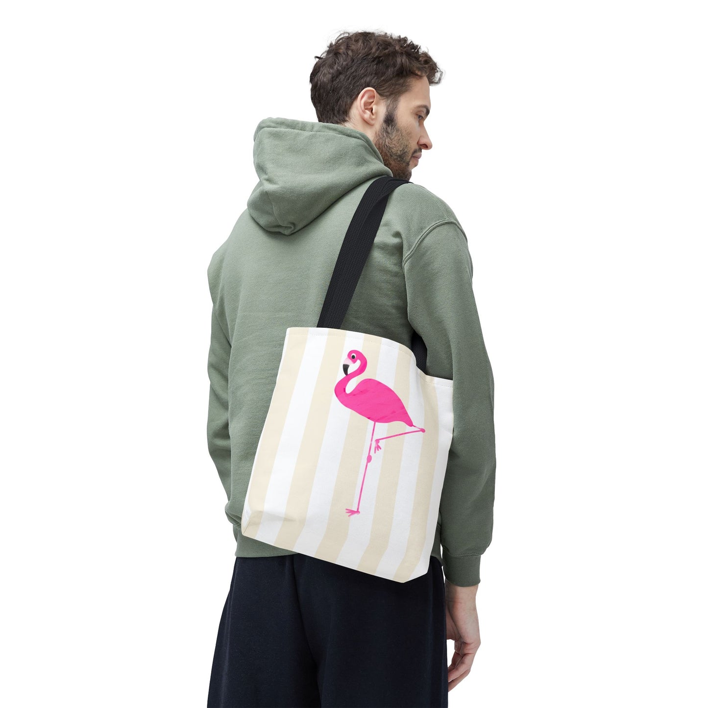 Pink Flamingo Illustration Tote Shopping Reusable Bag | All-Over Print