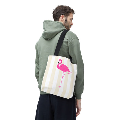 Pink Flamingo Illustration Tote Shopping Reusable Bag | All-Over Print