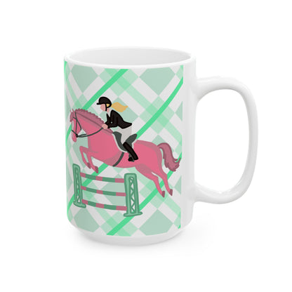 Hunter Jumper Horse Ceramic Coffee Mug | Show Jumping Art | 11oz & 15oz