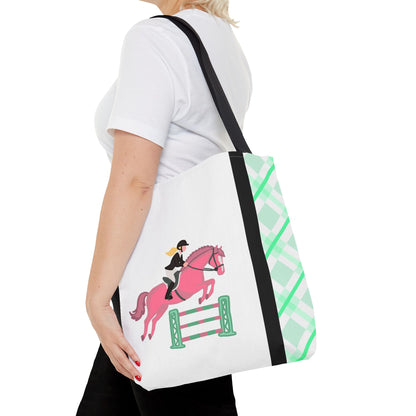 Equestrian Show Jumper Horse Tote Bag - English Jumping Carryall