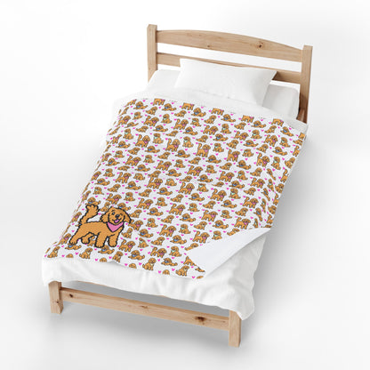 Goldendoodle Pattern Velveteen Plush Blanket | Dog Lover Gift | 3 Sizes