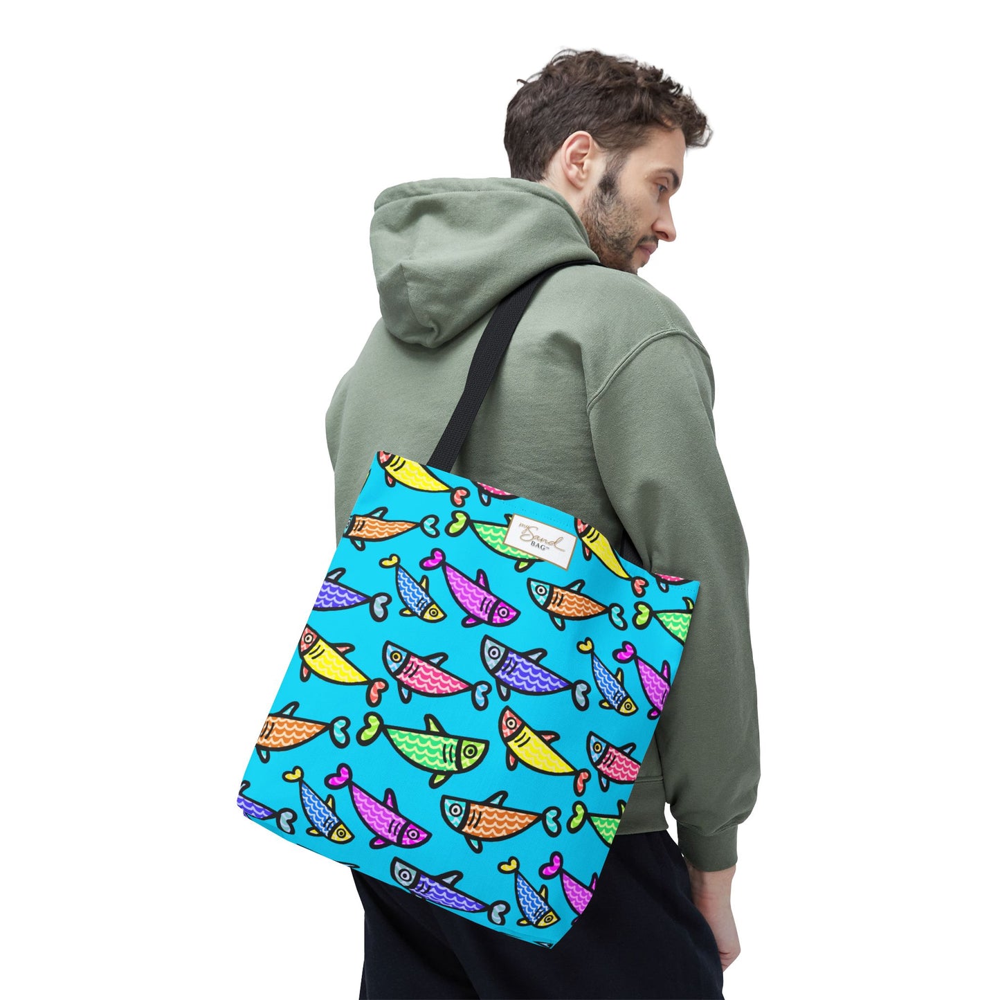 My Sand Bag Happy Fish Tote Reusable Beach Shopping Tote