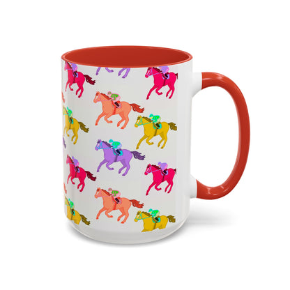 Kentucky Derby Racehorse Accent Coffee Mug | Race Day Gift | 11oz & 15oz
