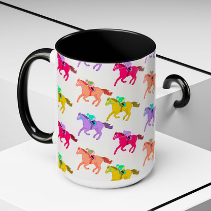 Kentucky Derby Racehorse Accent Coffee Mug | Race Day Gift | 11oz & 15oz