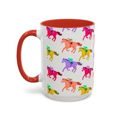 Kentucky Derby Racehorse Accent Coffee Mug | Race Day Gift | 11oz & 15oz
