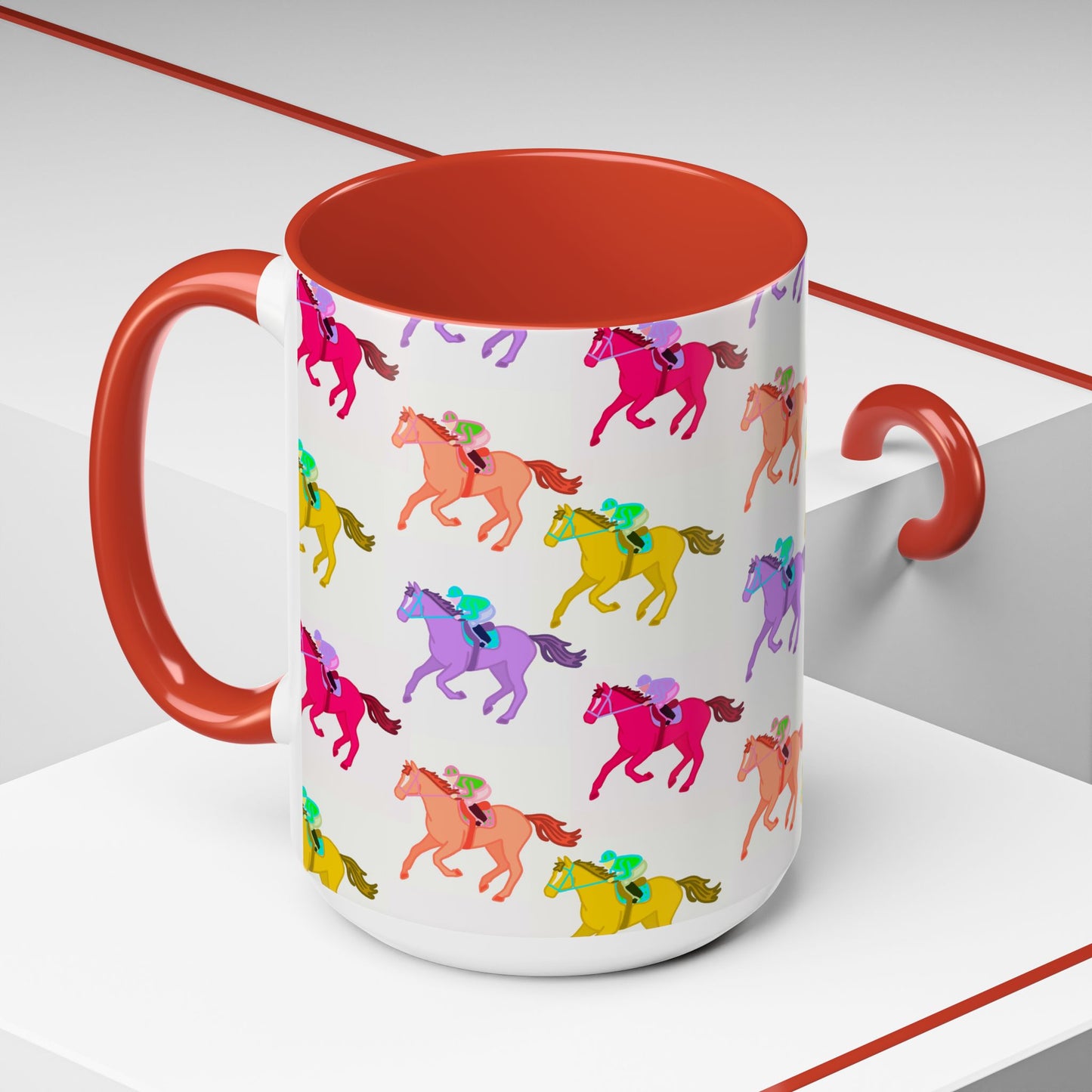 Kentucky Derby Racehorse Accent Coffee Mug | Race Day Gift | 11oz & 15oz