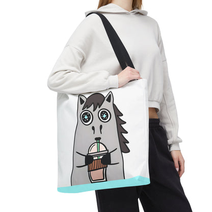 Coffee-Drinking Horse Frappuccino Tote Bag