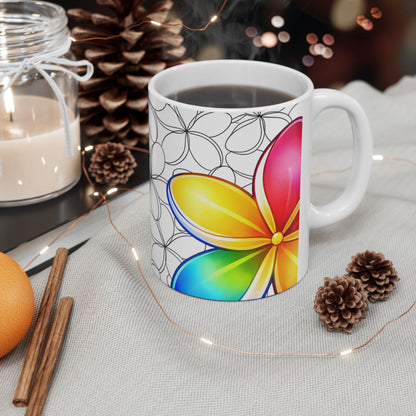 Plumeria Hawaiian Coffee Mug Floral Island Tropical Ceramic Mug For Morning Brew Gift Idea
