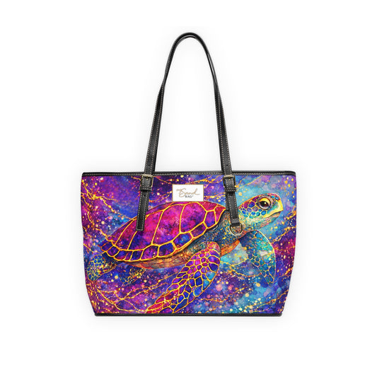 Watercolor Sea Turtle PU Leather Shoulder Bag