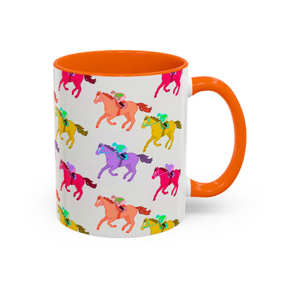 Kentucky Derby Racehorse Accent Coffee Mug | Race Day Gift | 11oz & 15oz