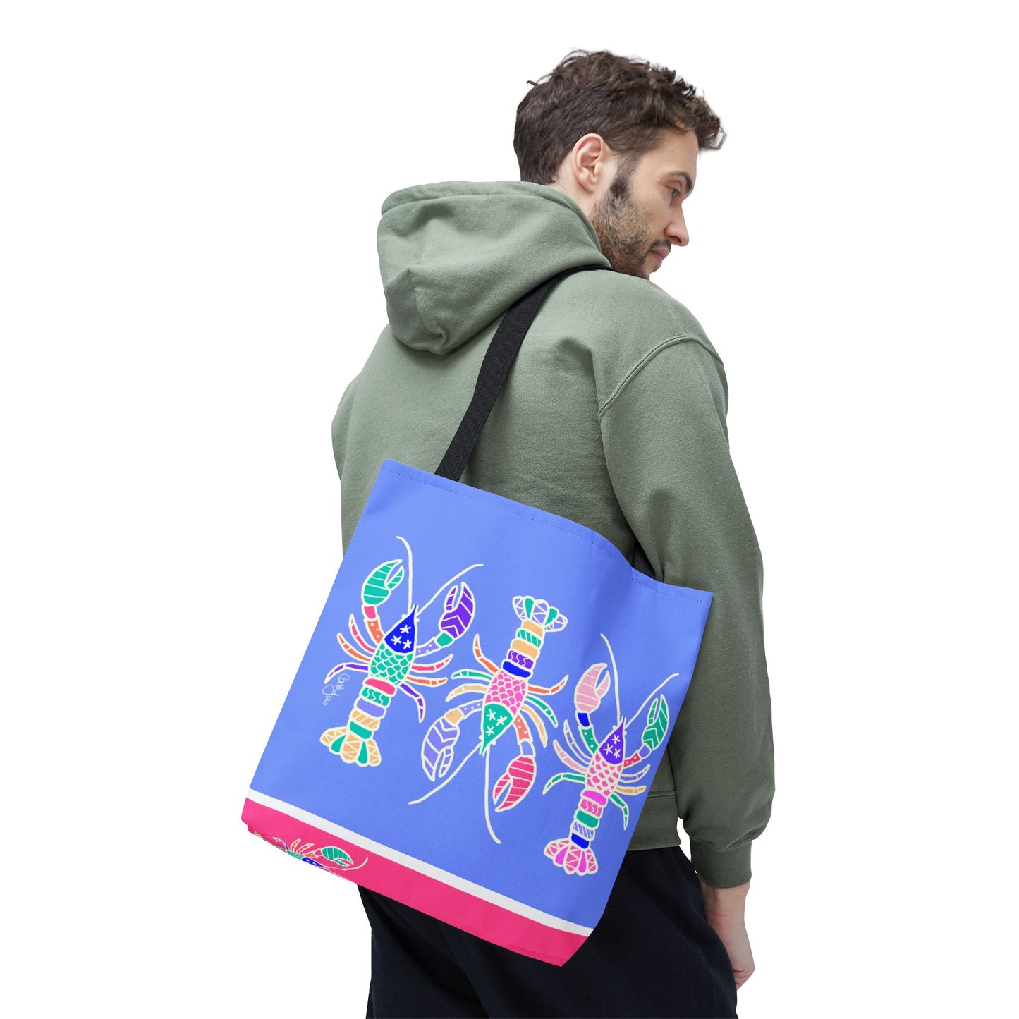 Hand-Drawn Lobster Tote Bag — Beachy Seafood Shellfish Market Tote