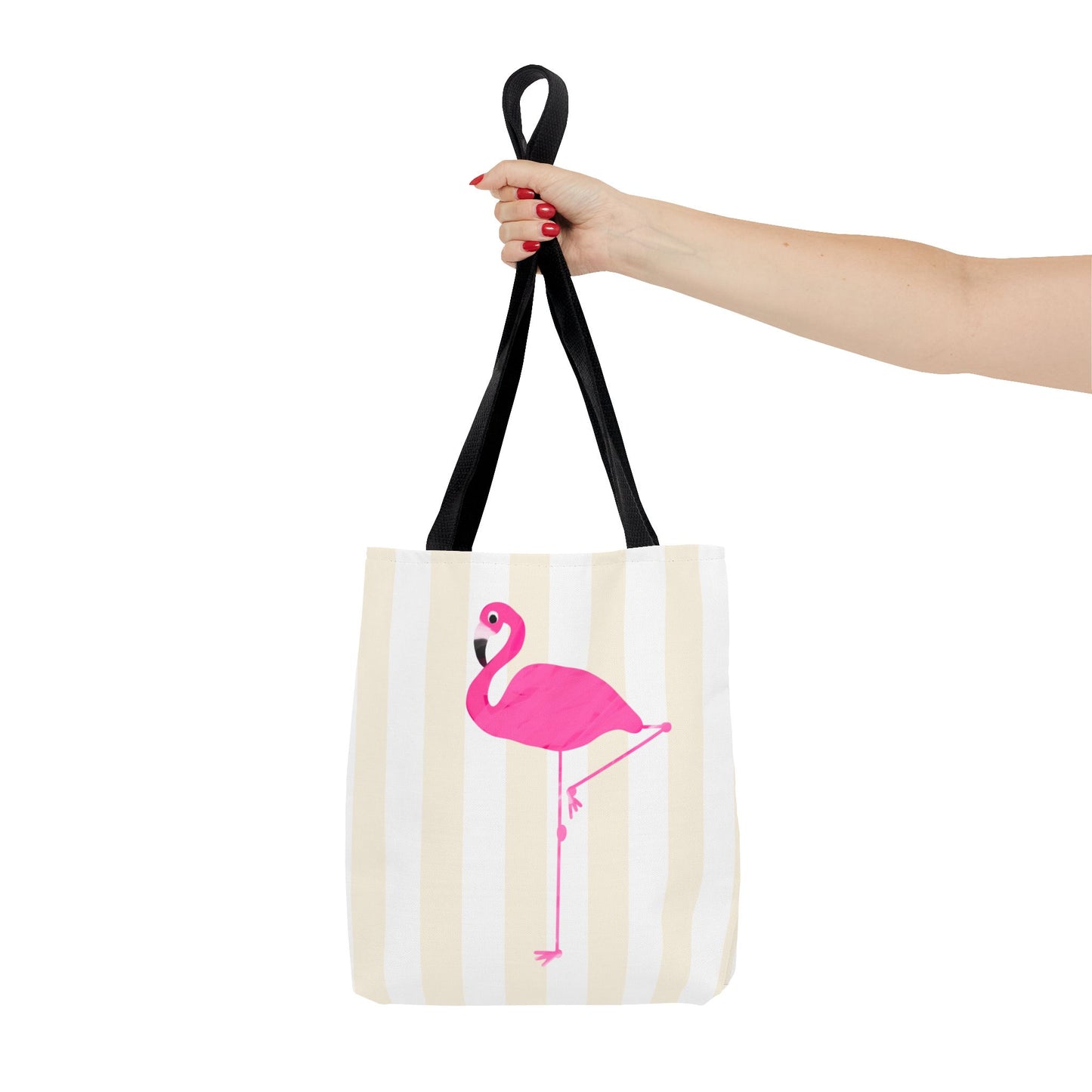 Pink Flamingo Illustration Tote Shopping Reusable Bag | All-Over Print