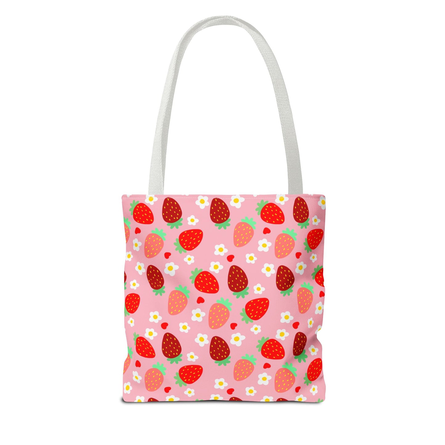Strawberry Seamless Tote Bag Pink Red Fruit Pattern