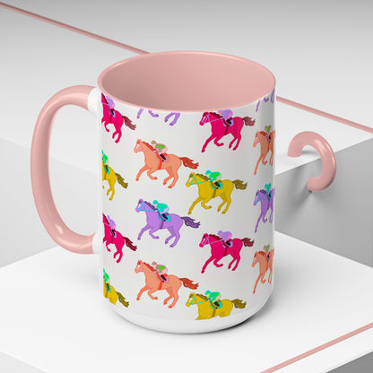 Kentucky Derby Racehorse Accent Coffee Mug | Race Day Gift | 11oz & 15oz