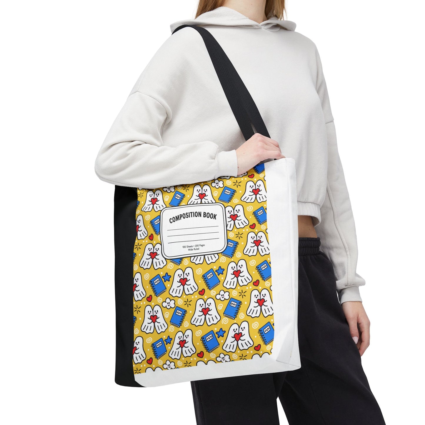 Kawaii Ghost Teacher Tote Bag | School Supplies Book Bag | 3 Sizes