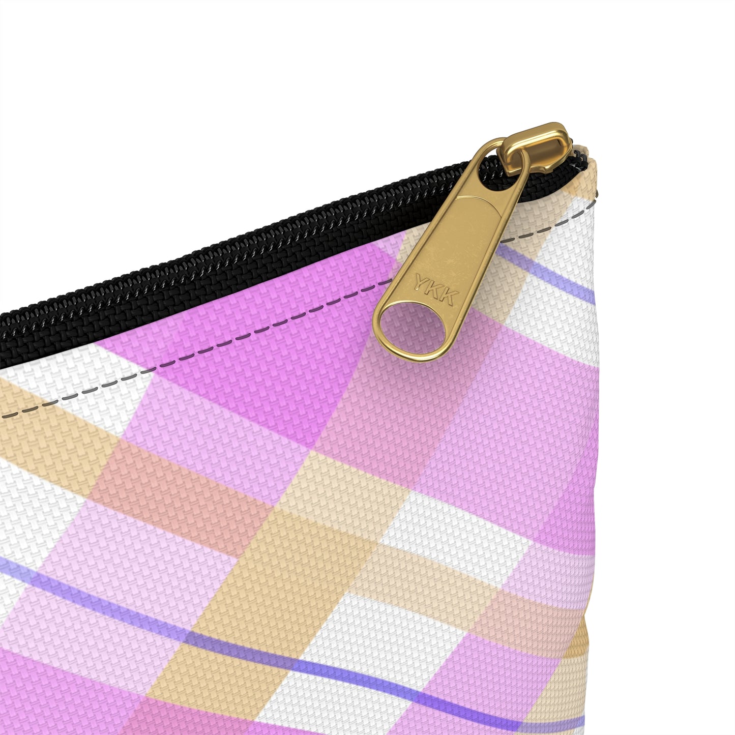 Cowgirl Plaid Accessory Pouch — Pink Plaid Horse Riding Makeup Bag