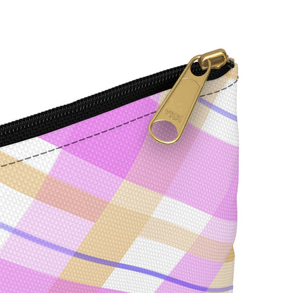 Cowgirl Plaid Accessory Pouch — Pink Plaid Horse Riding Makeup Bag