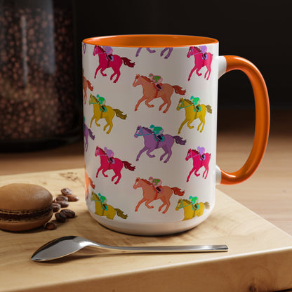 Kentucky Derby Racehorse Accent Coffee Mug | Race Day Gift | 11oz & 15oz