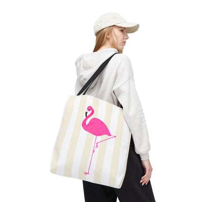 Pink Flamingo Illustration Tote Shopping Reusable Bag | All-Over Print