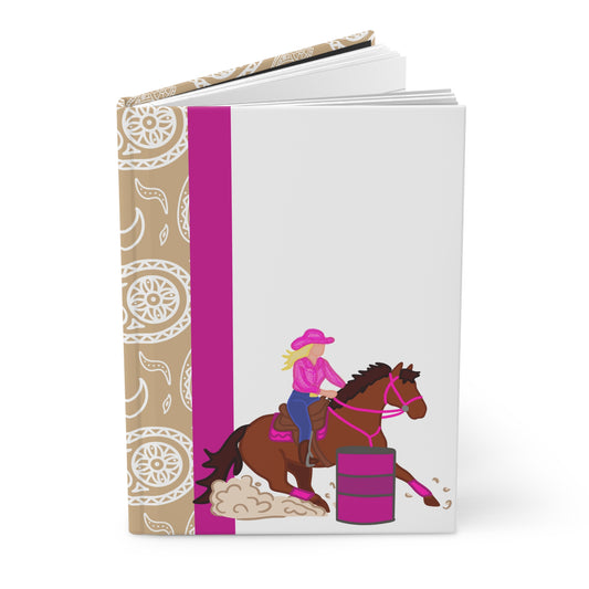 Barrel Racing Cowgirl Hardcover Journal — Paisley Rodeo Notebook