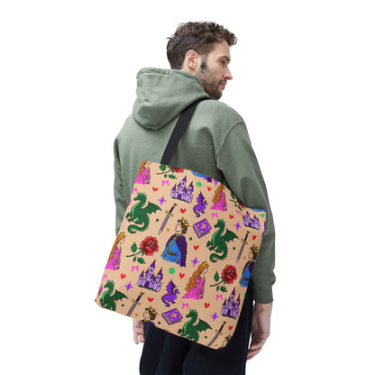 Fantasy Fairytale Tote Bag, Dragon Princess Book Lover Bag, Castle Bookish Gift, Fantasy Reader Tote, Dragon Book Tote