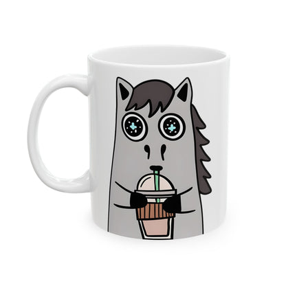 Frappuccino Horse Ceramic Mug — Horse Coffee Cup (11oz & 15oz)
