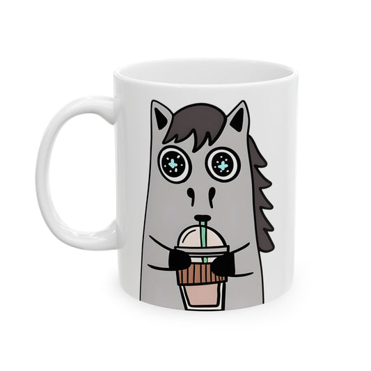 Frappuccino Horse Ceramic Mug — Horse Coffee Cup (11oz & 15oz)