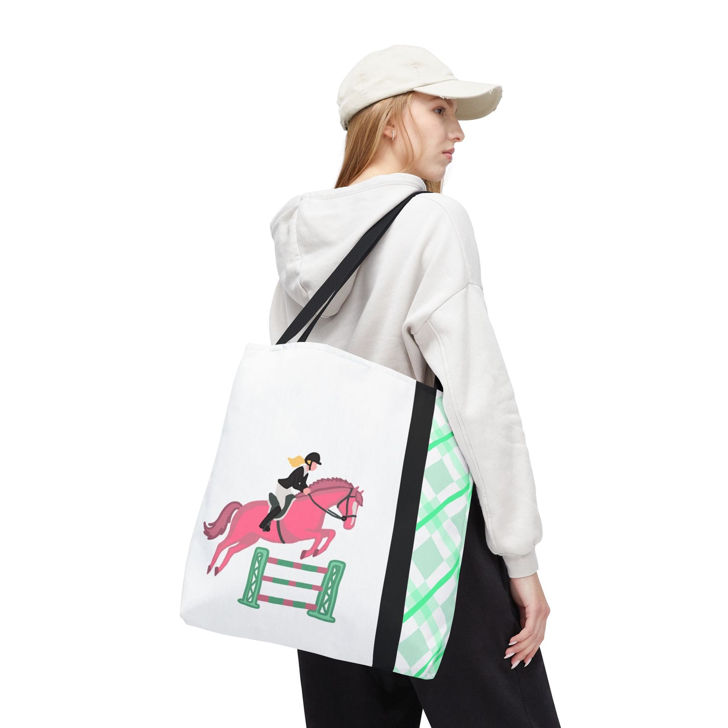 Equestrian Show Jumper Horse Tote Bag - English Jumping Carryall
