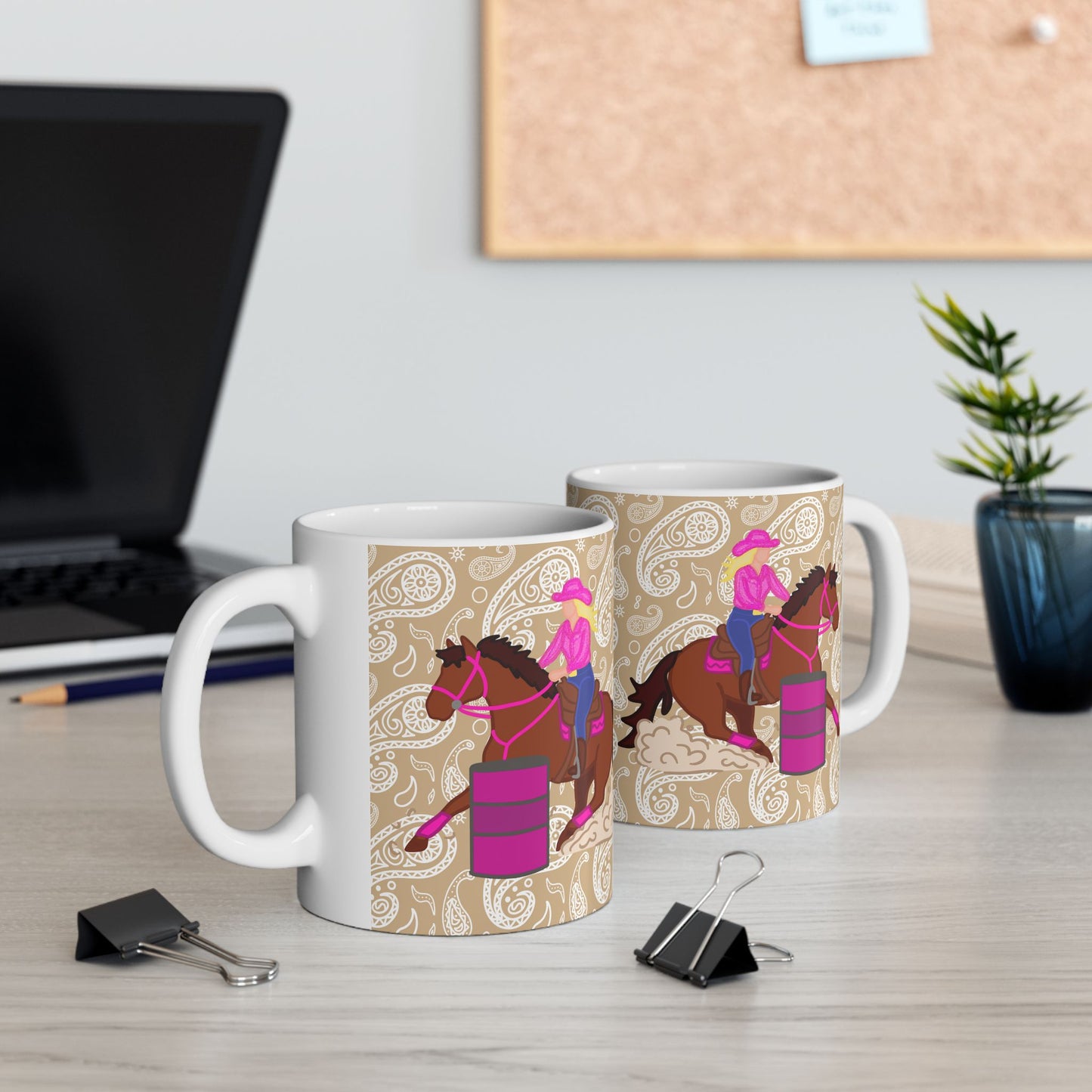 Barrel Racer Cowgirl Ceramic Coffee Mug | Rodeo Art | 11oz & 15oz