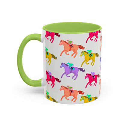 Kentucky Derby Racehorse Accent Coffee Mug | Race Day Gift | 11oz & 15oz
