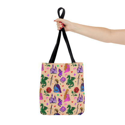 Fantasy Fairytale Tote Bag, Dragon Princess Book Lover Bag, Castle Bookish Gift, Fantasy Reader Tote, Dragon Book Tote