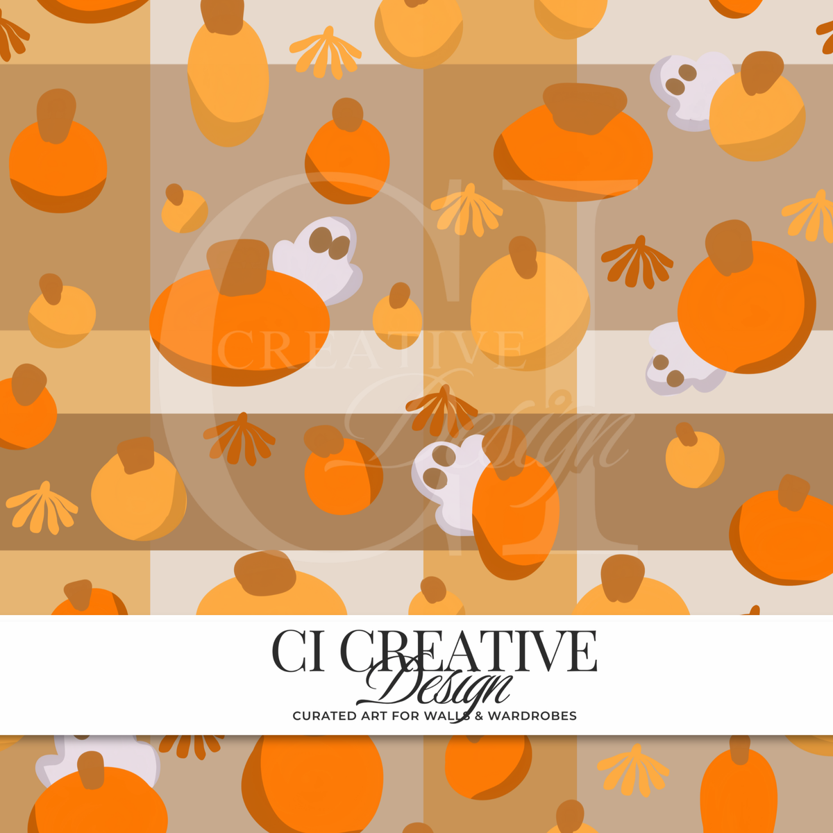 Pumpkin Plaid Seamless Pattern | Halloween Buffalo Check Digital Download PNG
