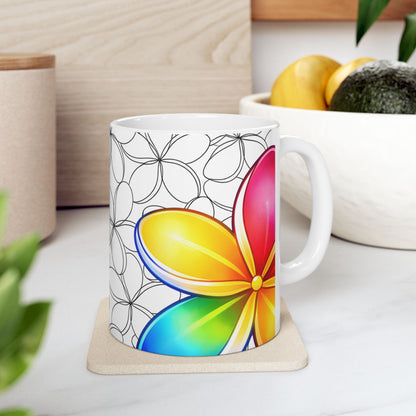 Plumeria Hawaiian Coffee Mug Floral Island Tropical Ceramic Mug For Morning Brew Gift Idea