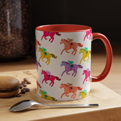 Kentucky Derby Racehorse Accent Coffee Mug | Race Day Gift | 11oz & 15oz