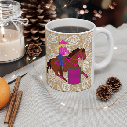 Barrel Racer Cowgirl Ceramic Coffee Mug | Rodeo Art | 11oz & 15oz