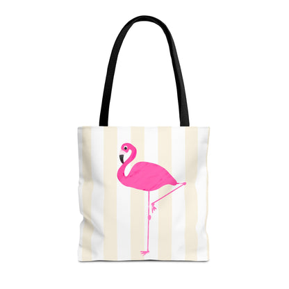 Pink Flamingo Illustration Tote Shopping Reusable Bag | All-Over Print