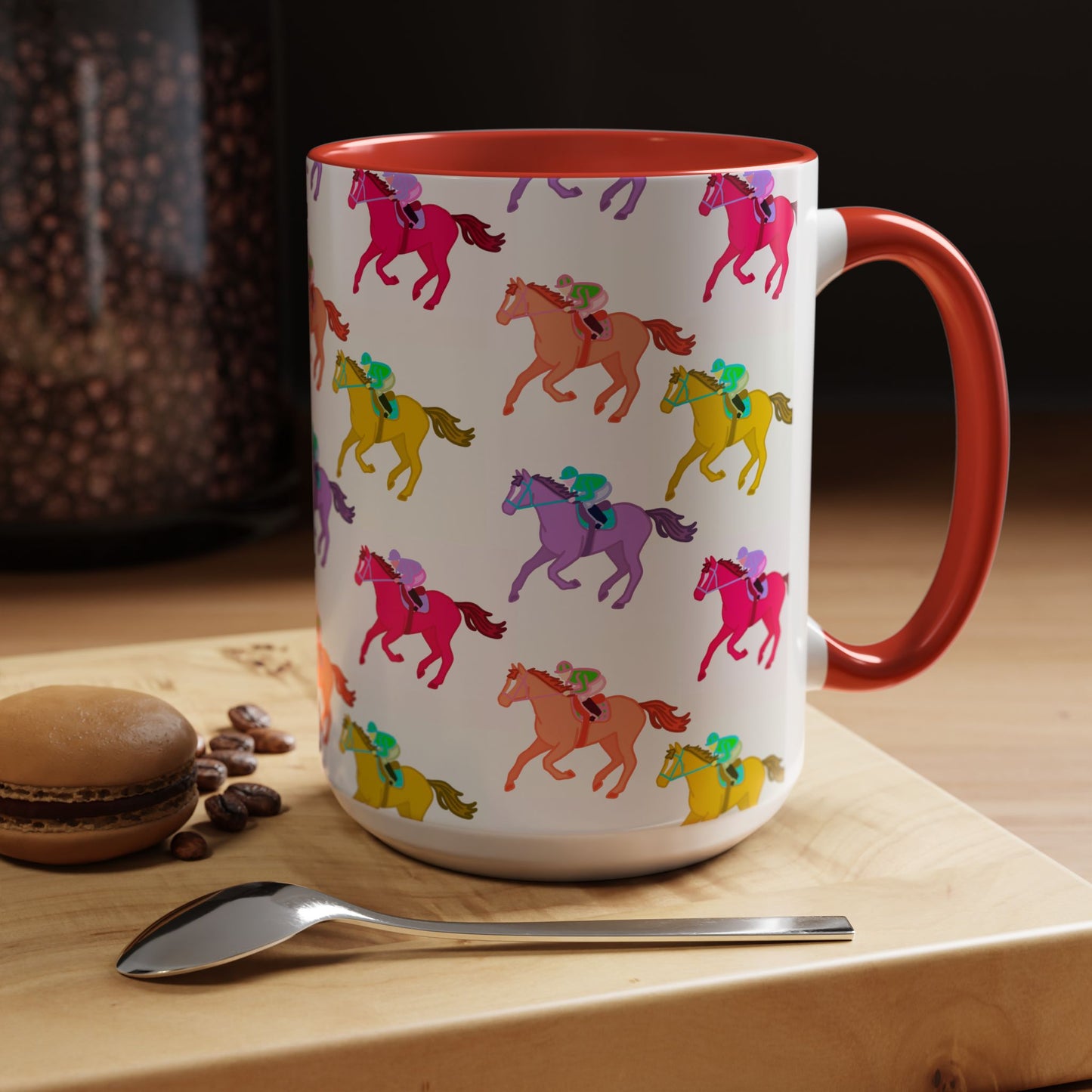 Kentucky Derby Racehorse Accent Coffee Mug | Race Day Gift | 11oz & 15oz