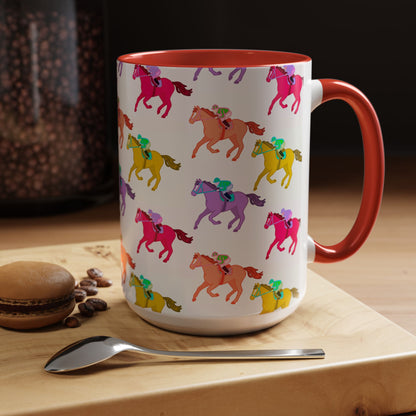 Kentucky Derby Racehorse Accent Coffee Mug | Race Day Gift | 11oz & 15oz