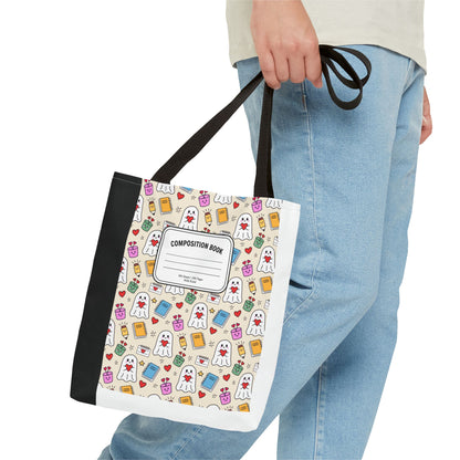 Ghost School Supplies Teacher Tote Bag | Kawaii Halloween Book Bag | 3 Sizes